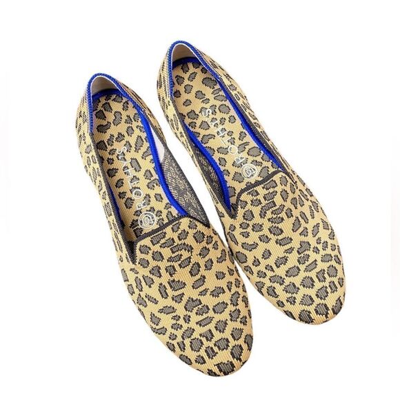Rothy's "THE FLAT" Loafer Leopard Print Knit Round Toe Slip On Flats Sz 9 - Picture 1 of 5